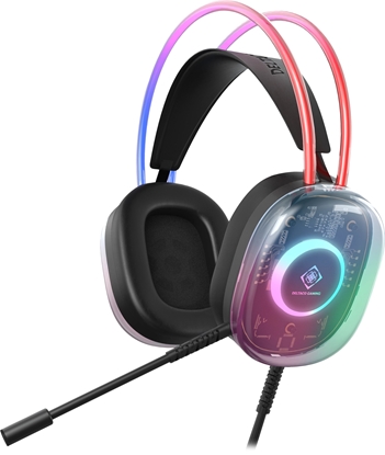 Picture of Suchawki Deltaco póprzezroczyste suchawki gamingowe z podwietleniem RGB na paku i na nausznikach / GAM-186 / 4222394