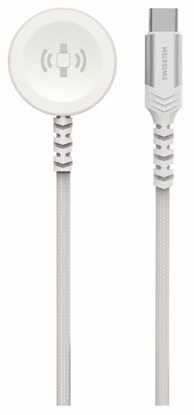 Picture of Adapter AV Swissten Braided Magnetic Wireless Charger For Apple Watch Metal, USB-C 1.2 M White
