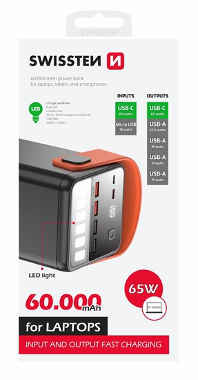 Изображение Swissten Power Line Power Bank 60 000 mAh / 65W