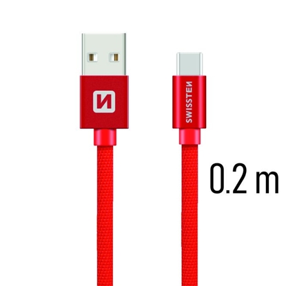 Picture of Swissten Textile Universal Quick Charge 3.1 USB-C Data and Charging Cable 20 cm