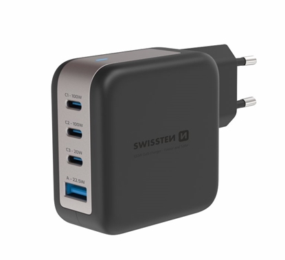 Picture of Swissten Travel Charger GaN 3x USB-C PD 100W / USB-A 18W QC