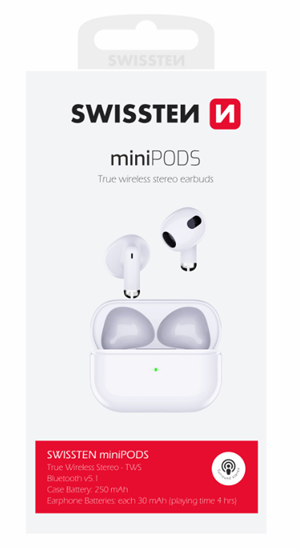 Изображение Swissten TWS Mini Podss Bluetooth Stereo Earbuds with Microphone