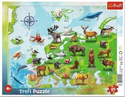 Attēls no Trefl Puzzle 25 elementów ramkowe Mapa Europy ze zwierztami