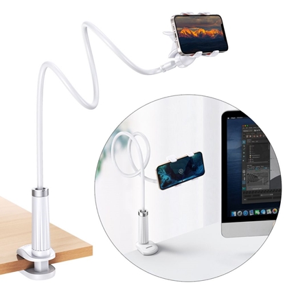 Picture of Ugreen Ugreen universal holder stand phone holder tablet (up to 12cm wide) tripod lazy holder with flexible arm white (30488 LP113) White