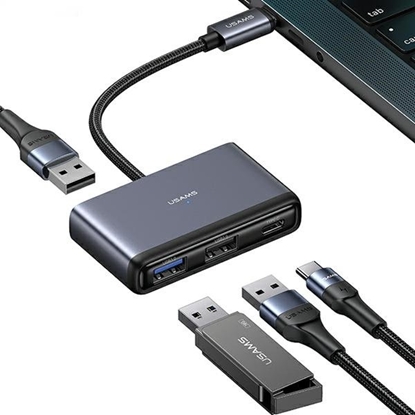 Attēls no Usams 4in1 Adapter 2xUSB 2.0 / USB 3.0 / USB-C Hub