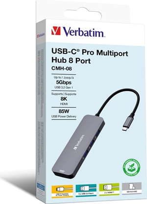 Picture of Verbatim USB-C Pro Multiport Hub 8 Port CMH-08