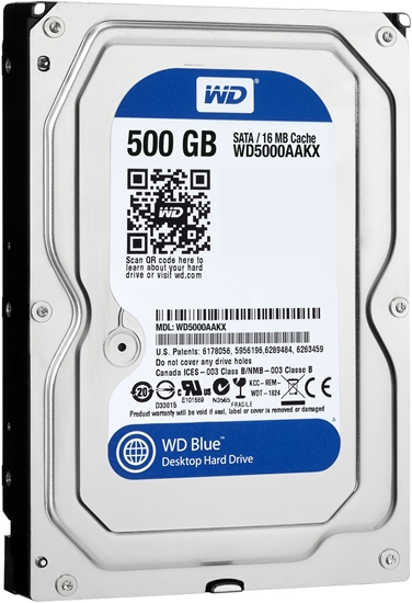 Picture of Western Digital Blue, 500 GB, 7200 RPM, 16 MB, 3.5", Serial ATA