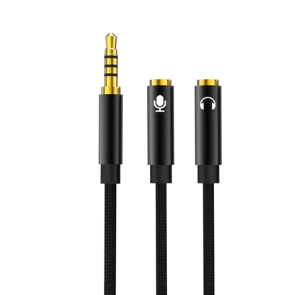 Attēls no XO NB-R197 Aux Vada Adapteris 2x 3.5mm Ligzda (Audio & Mikrofons) uz 3.5mm Spraudnis 20cm