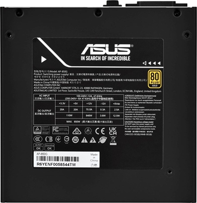 Attēls no Zasilacz Asus Prime Gold 850W Bulk (90YE00U0-B0NB00)