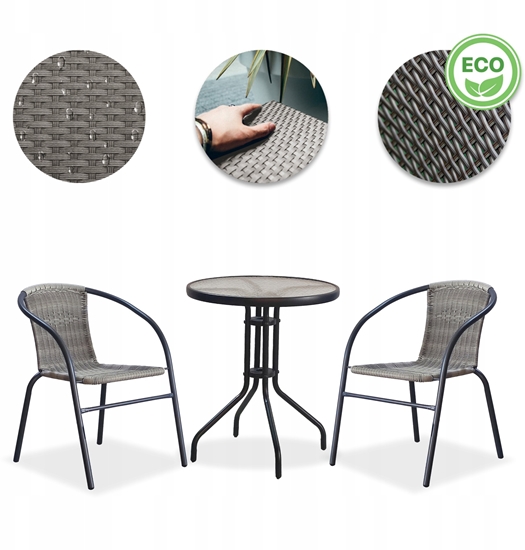 Picture of ZESTAW MEBLI OGRODOWYCH STOLIK KRZESA KOMPLET MEBLI TARAS Z TECHNORATANU