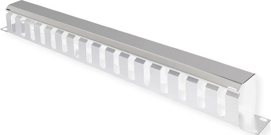 Изображение 19" 1U kabeļu organizators ar vāku, 40x40mm, pelēks
