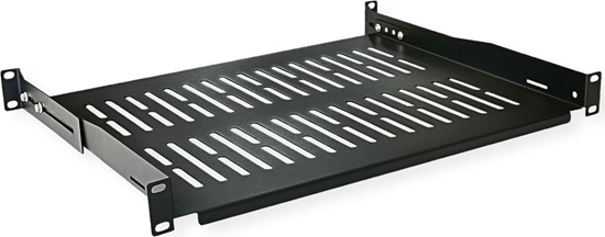 Изображение 19"Fixed plaukts 485 x 350mm, max. 25kg, 1U, melns, Value