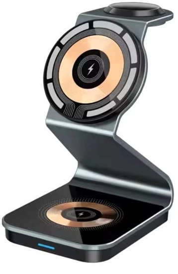 Изображение adowarka 1stCOOL Bezprzewodowa QI adowarka stacja 3v1, 21W, MagSafe, USB-C, czarny