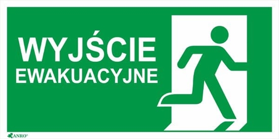 Picture of ANRO Tabliczka Wyjcie ewakuacyjne + znak E002 150 x 300mm (IE5/A/FS/WYJ)