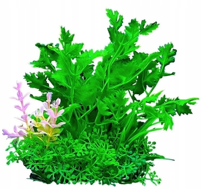 Picture of Aqua Natura, rolina, do dekoracji akwarium, zielona, plastikowa, 12 cm , gsta roinno dodatkiem róu