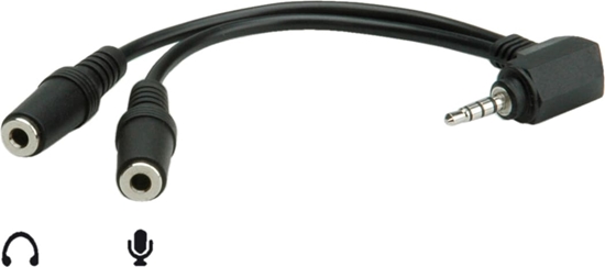 Picture of Audio Y-kabelis 3.5mm Stereo Plug, 1x M - 2x F, 15cm