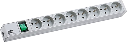 Picture of Bachmann 19"-Steckdosenleiste 1HE 8xUTE 1xSchalter, Aluminium