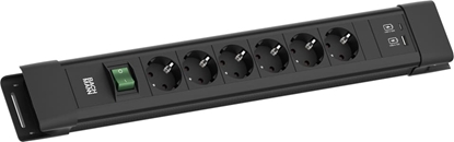 Picture of Bachmann CONNECTUS 6xCEE7/3, 1xSchalter 1xUSB A/C 22W 2,0m CEE7/7 Schwarz