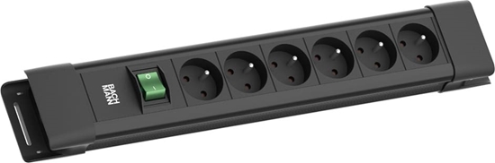 Picture of Bachmann CONNECTUS 6xUTE, 1xSchalter 2,0m CEE7/7 Schwarz