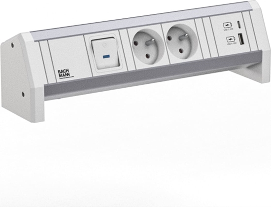 Picture of Bachmann DESK 2xUTE 1xUSB A/C 22W 1xSwitch GST18 RAL9010