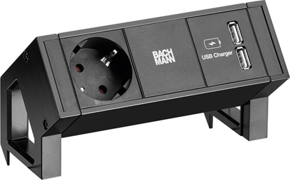 Picture of Bachmann DESK2 1x earthing contact 1x USB charger, black
