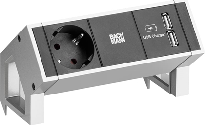 Picture of Bachmann DESK2 1x earthing contact 1xUSB Charger Inox