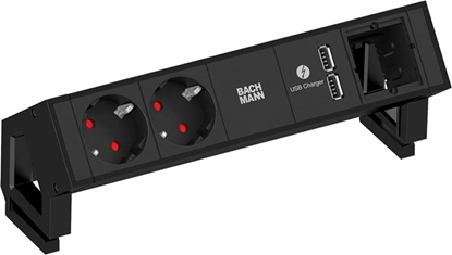 Picture of Bachmann DESK2 2x earthing contact 1x USB charger 1x ABD, black