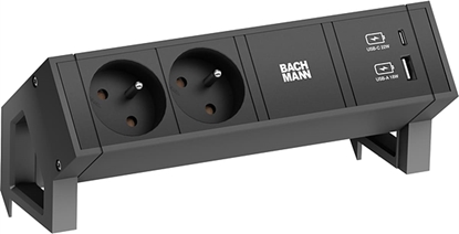 Изображение Bachmann DESK2 2xUTE 1xUSB A/C 22W, GST18 RAL9005, schwarz, 0,2 m