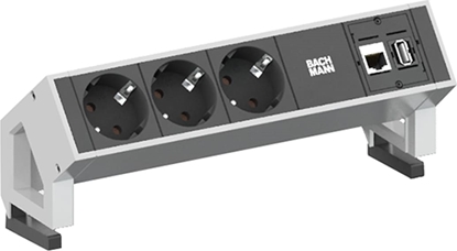 Picture of Bachmann DESK2 3x earthing contact, 1x CAT6 1x USB3 white