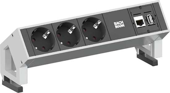 Picture of Bachmann DESK2 3x earthing contact, 1x CAT6 1x USB3 white