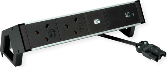Picture of Bachmann DESK2 ALU BLACK 2xUK, 1xUSBC 60W 0.2m GST18 United Kingdom
