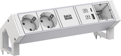 Picture of Bachmann DESK2 ALU WHITE 2xCEE7/3 1xCM 1xUSB A/C 22W 0.2m GST18