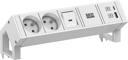 Picture of Bachmann DESK2 white 2xUTE 1xswitch 1xUSB A/C 22W 0,2m GST18