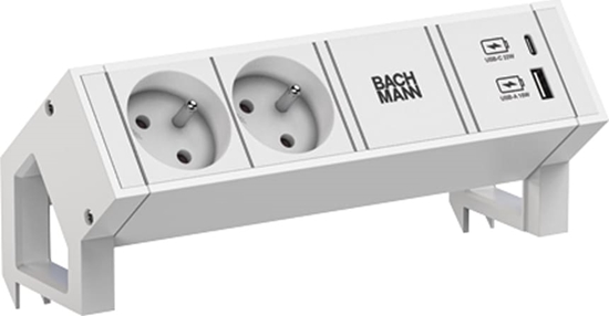 Picture of Bachmann DESK2 white 2xUTE 1xUSB A/C 22W 0,2m GST18