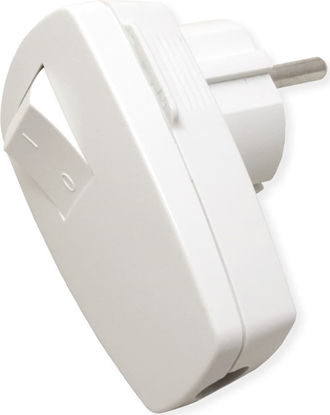 Picture of Bachmann earthing contact plug, white, can be switched off Rocker switch 2-p