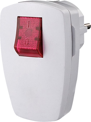 Picture of Bachmann earthing contact plug, with rocker switch illuminated white