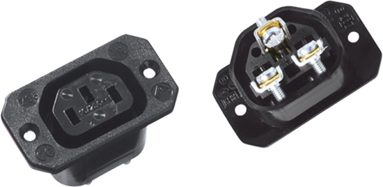 Picture of Bachmann IEC320 C13 socket outlet, with screw connections black