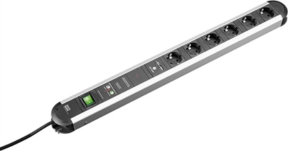 Picture of Bachmann PRIMO socket strip 6x earthing contact, Full device protection, switch, USB charger, 1.75 m