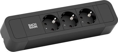 Picture of Bachmann PRIMO2 socket strip 3x earthing contact, aluminium, black, 2 m