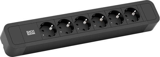 Picture of Bachmann PRIMO2 socket strip 6x earthing contact, aluminium, black, 2 m