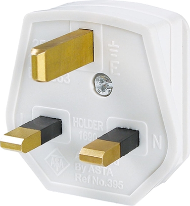 Picture of Bachmann safety plug, England UK 13A / 250V white, 13A fuse