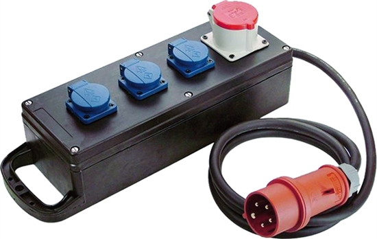 Picture of Bachmann solid rubber distributor 16A 5P IP44, 1x16A 5p400V 3protective contact