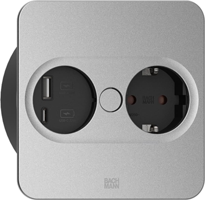 Picture of Bachmann TWIST 2 1xCEE7/3 1xUSB A/C 22W 0.2m GST18 silver square