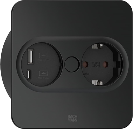 Picture of Bachmann TWIST 2 1xCEE7/3 1xUSB A/C 22W 2,0m AEH RAL9005 30GE angular