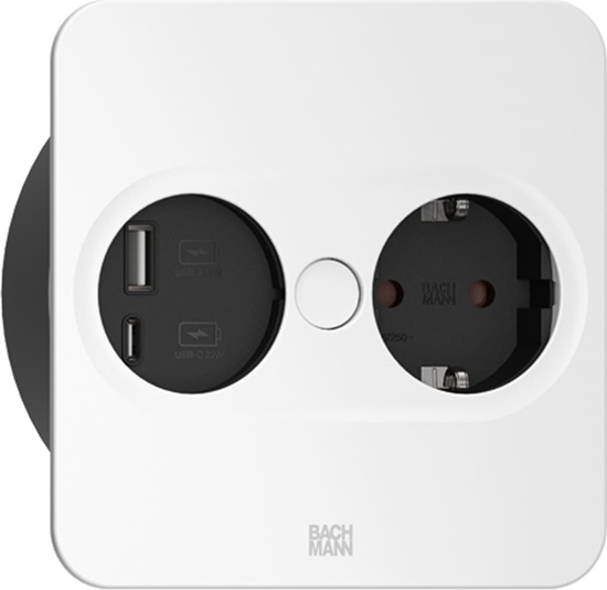 Изображение Bachmann TWIST 2 1xCEE7/3 1xUSB A/C 22W 2,0m AEH RAL9010 30GE angular