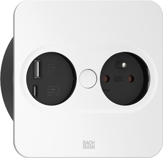 Picture of Bachmann TWIST 2 1xUTE 1xUSB A/C 22W 2,0m AEH RAL9010 30GE angular