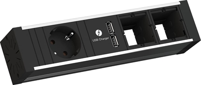 Picture of Bachmann VENID 2x earthing contact, 2x ABD 1x USB charger, black