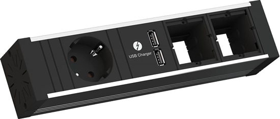 Picture of Bachmann VENID 2x earthing contact, 2x ABD 1x USB charger, black