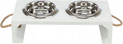 Picture of BE NORDIC, zestaw misek, dla psa, MDF/stal nierdzewna, biaa, 2 × 0.9 l/o 17 cm/44 × 21 × 14 cm