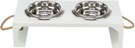 Picture of BE NORDIC, zestaw misek, dla psa, MDF/stal nierdzewna, biaa, 2 × 0.9 l/o 17 cm/44 × 21 × 14 cm